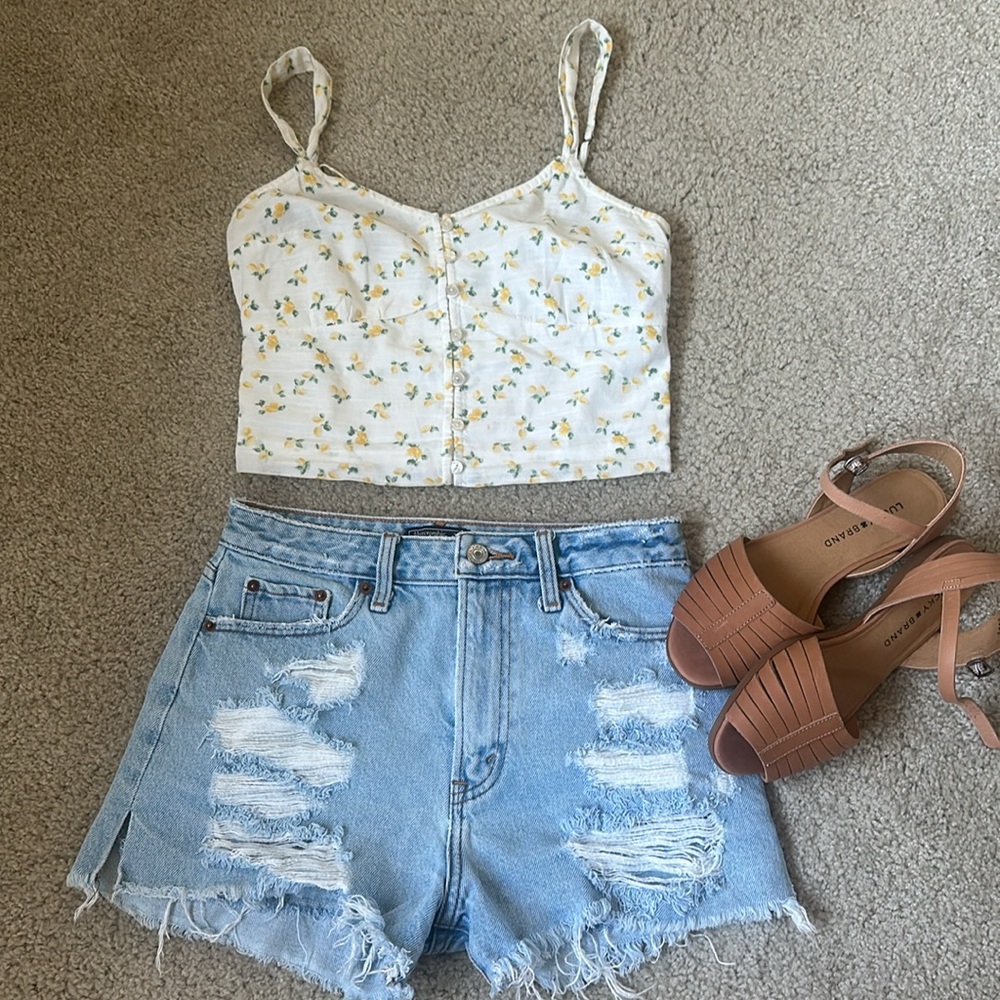 Abercrombie & Fitch White/Yellow Top Size XS